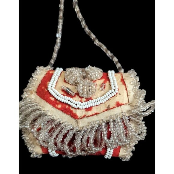Vintage Iroquois Native American Beaded Souvenir Pouch pin cushion Purse asis - Picture 2 of 9